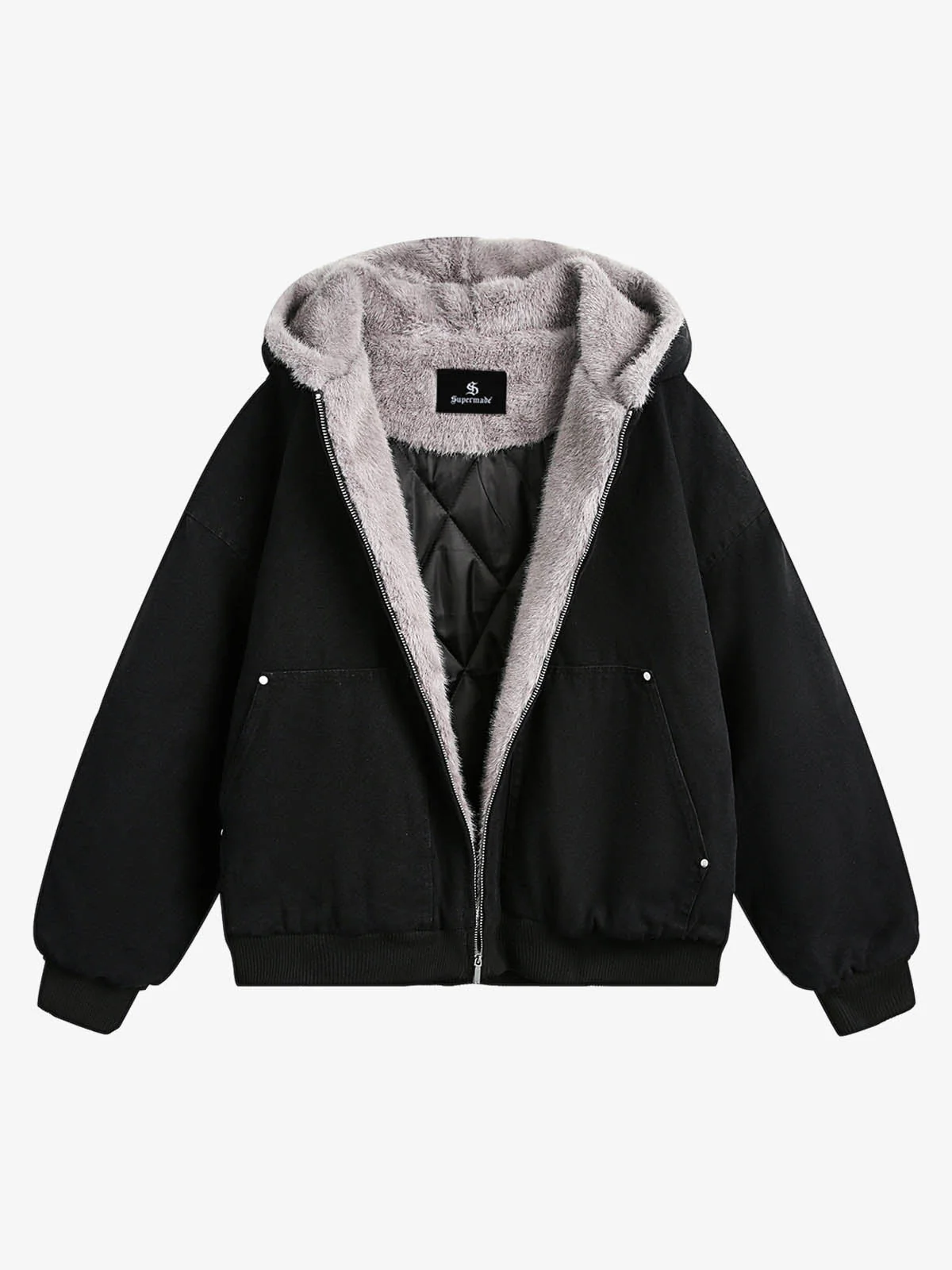 Thesupermade Fur Hooded Zip Up Quilted Jacket - 2510 - Image 7
