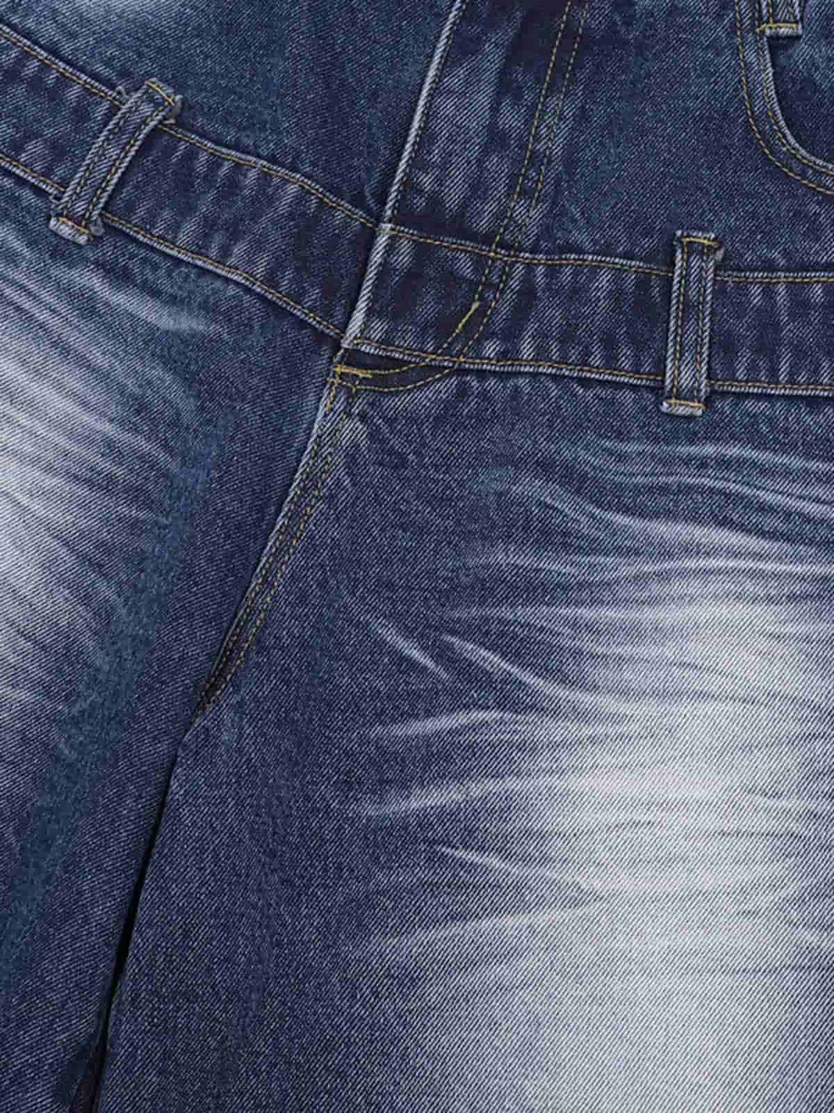 Thesupermade Old Washed Double Waistband Design Denim Jorts - Image 10