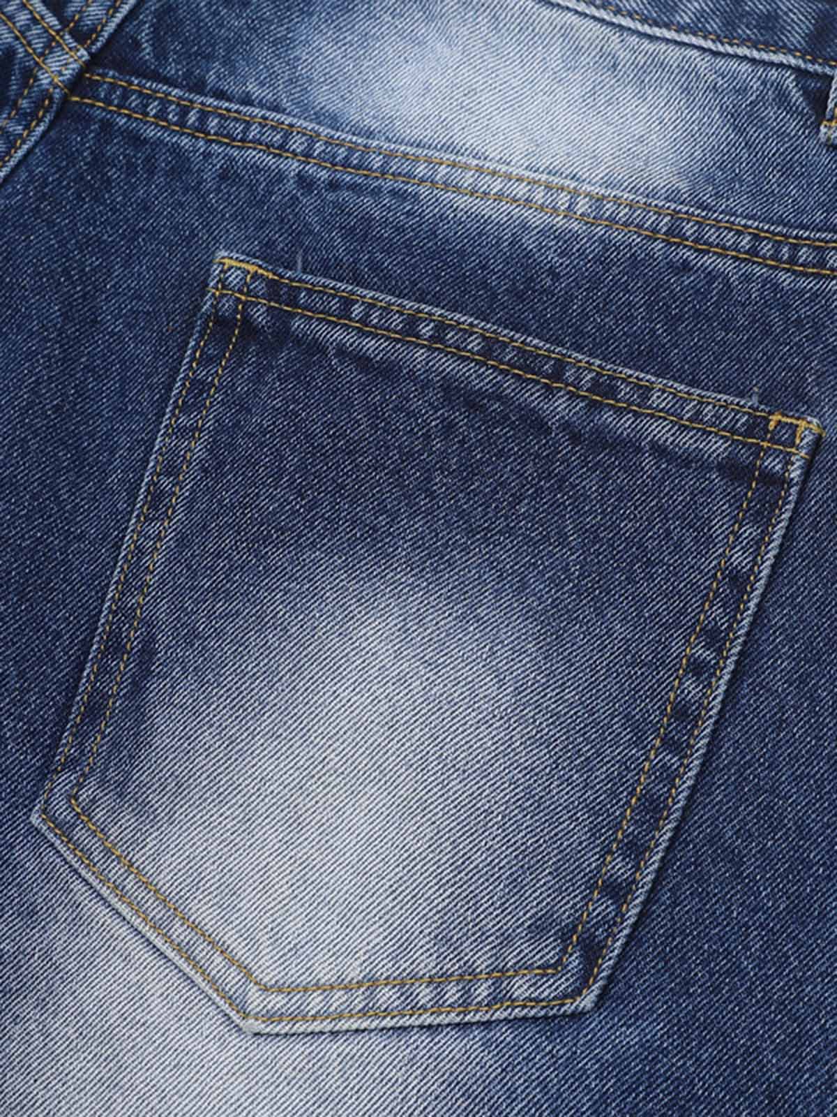 Thesupermade Old Washed Double Waistband Design Denim Jorts - Image 11