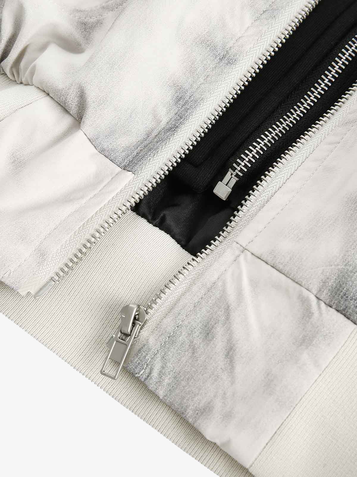 Patchwork Faux Two-Piece Gradient Hooded Bomber Jacket - Image 10