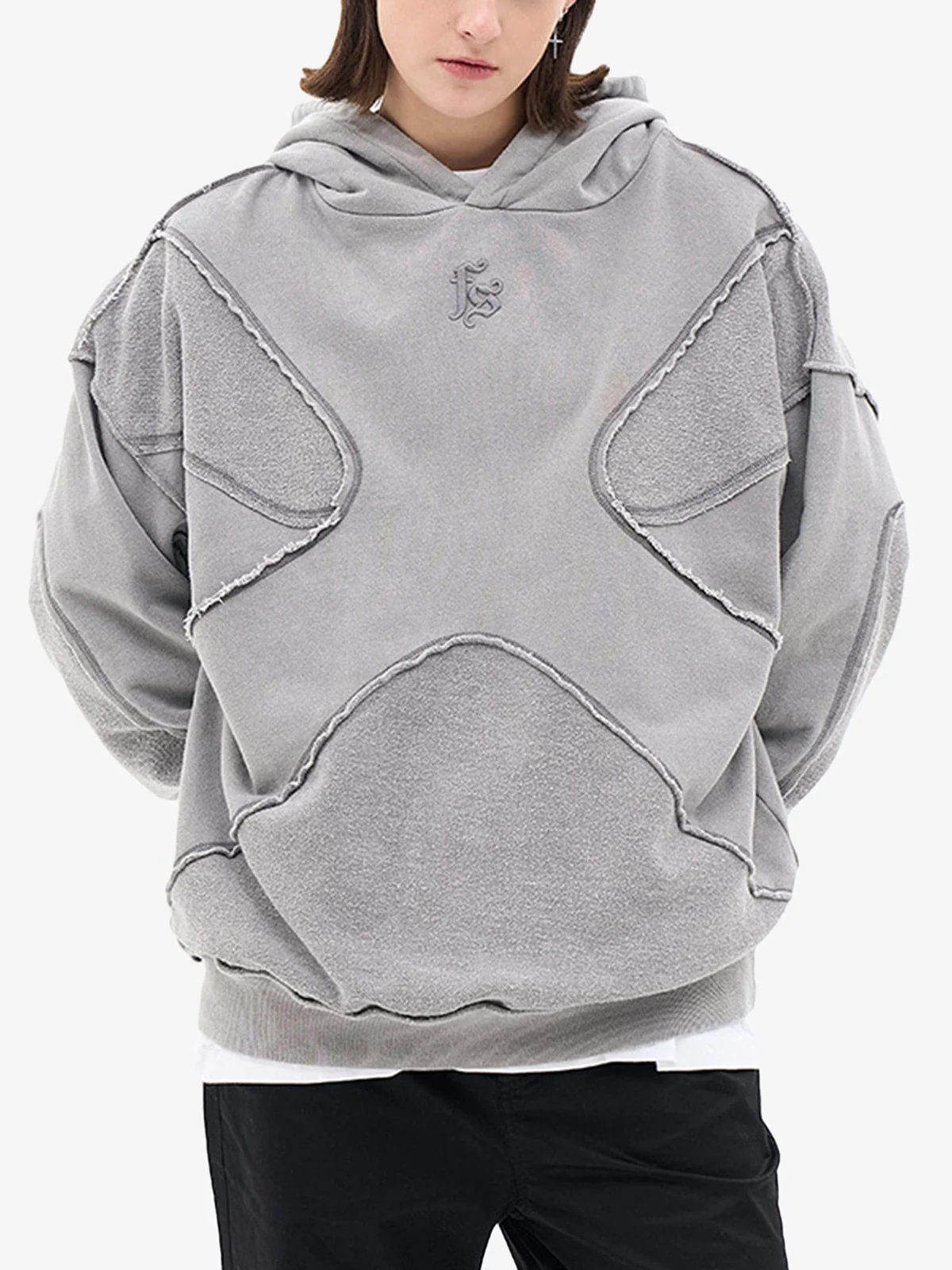 Thesupermade Washed Splicing Hoodie - 1985 - Image 3