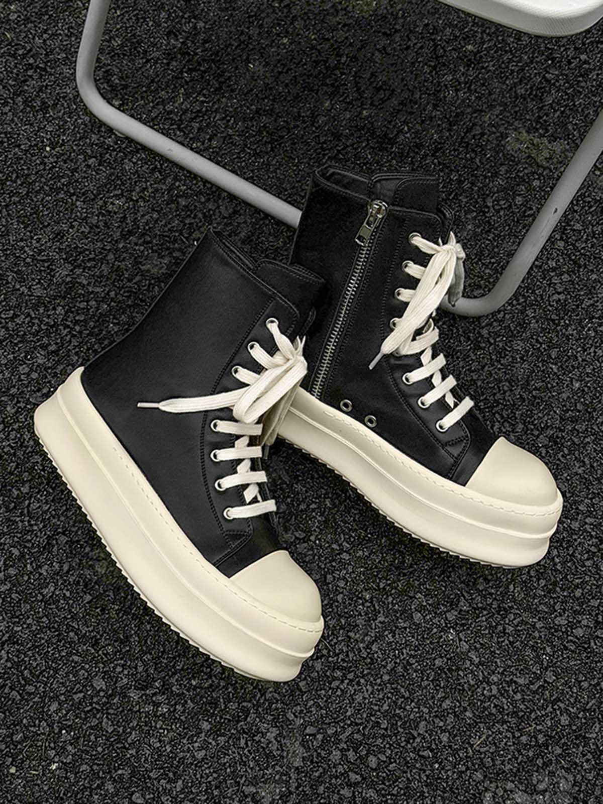 Rubber Sole High-Top Side Zipper Platform Sneakers - 2273 - Image 6