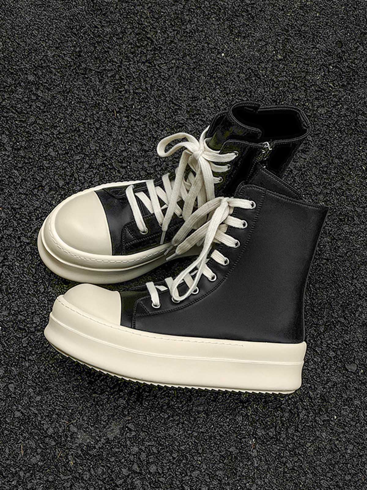 Rubber Sole High-Top Side Zipper Platform Sneakers - 2273 - Image 9