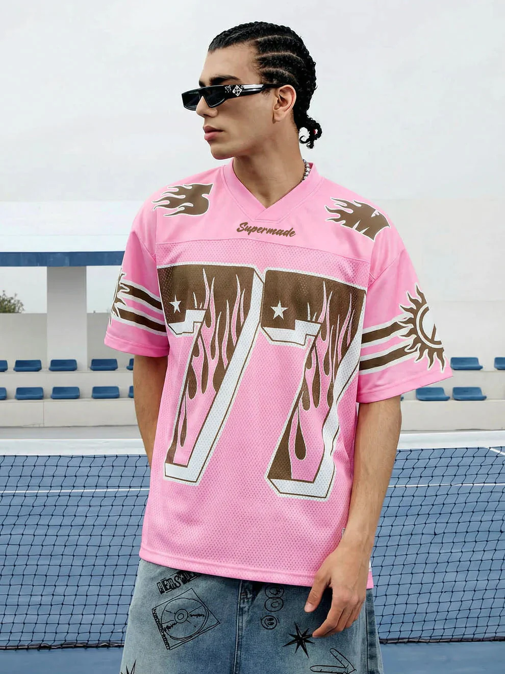 Pink Flame Print Jersey T-shirt - 2390 - Image 3