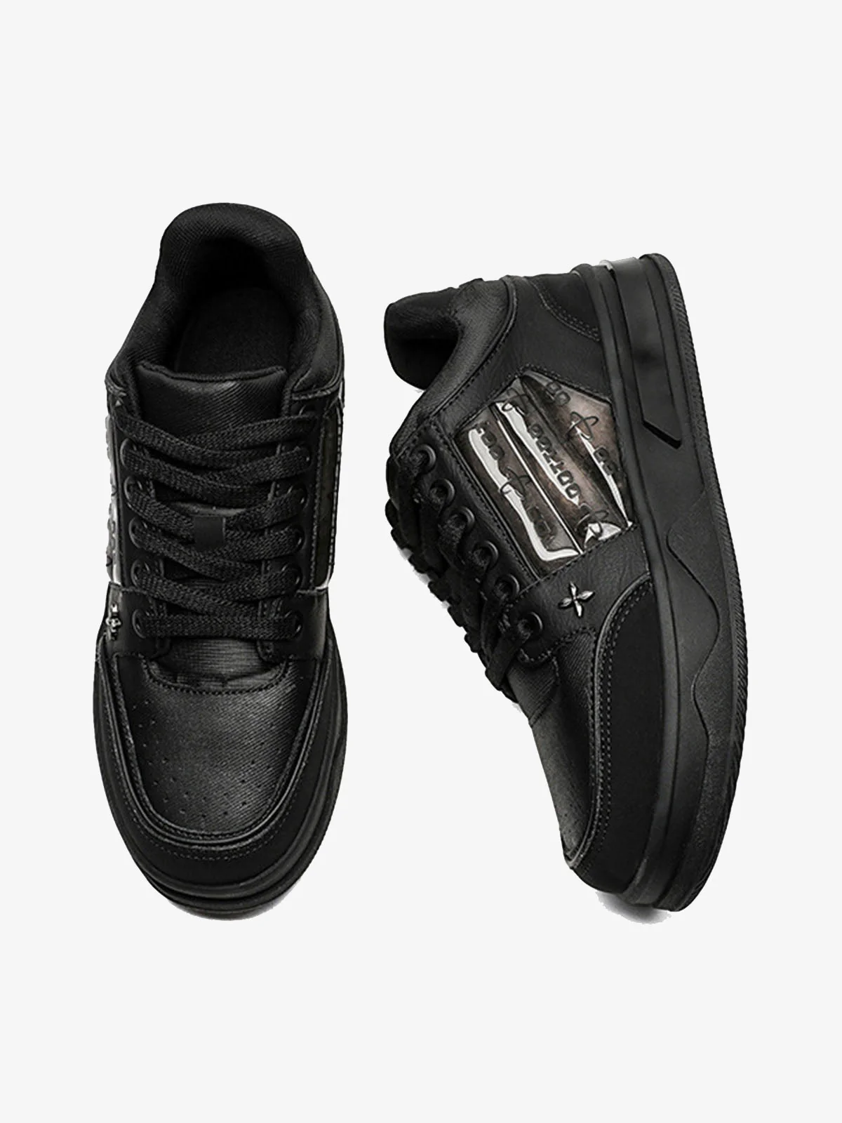 Dark Embroidered Letters Skate Shoes - Image 3