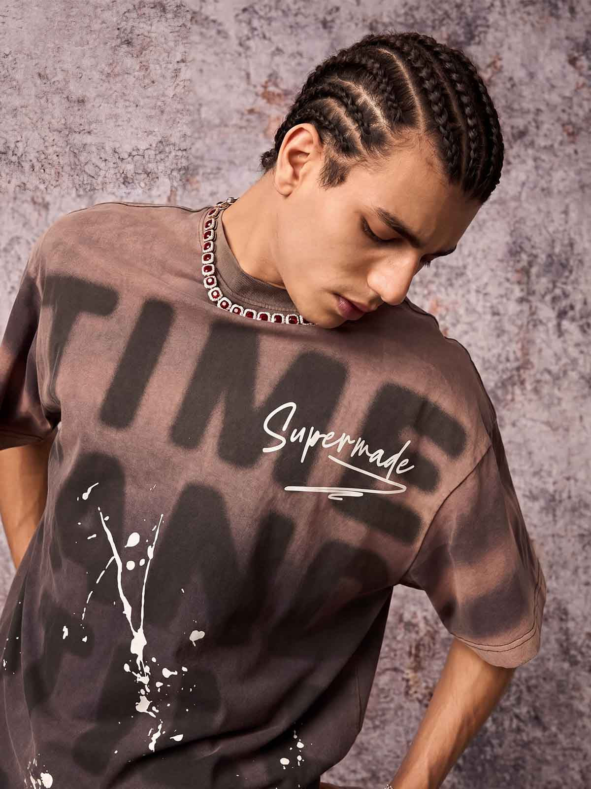 Ink Splash Letter Print T-shirt - 2414 - Image 3