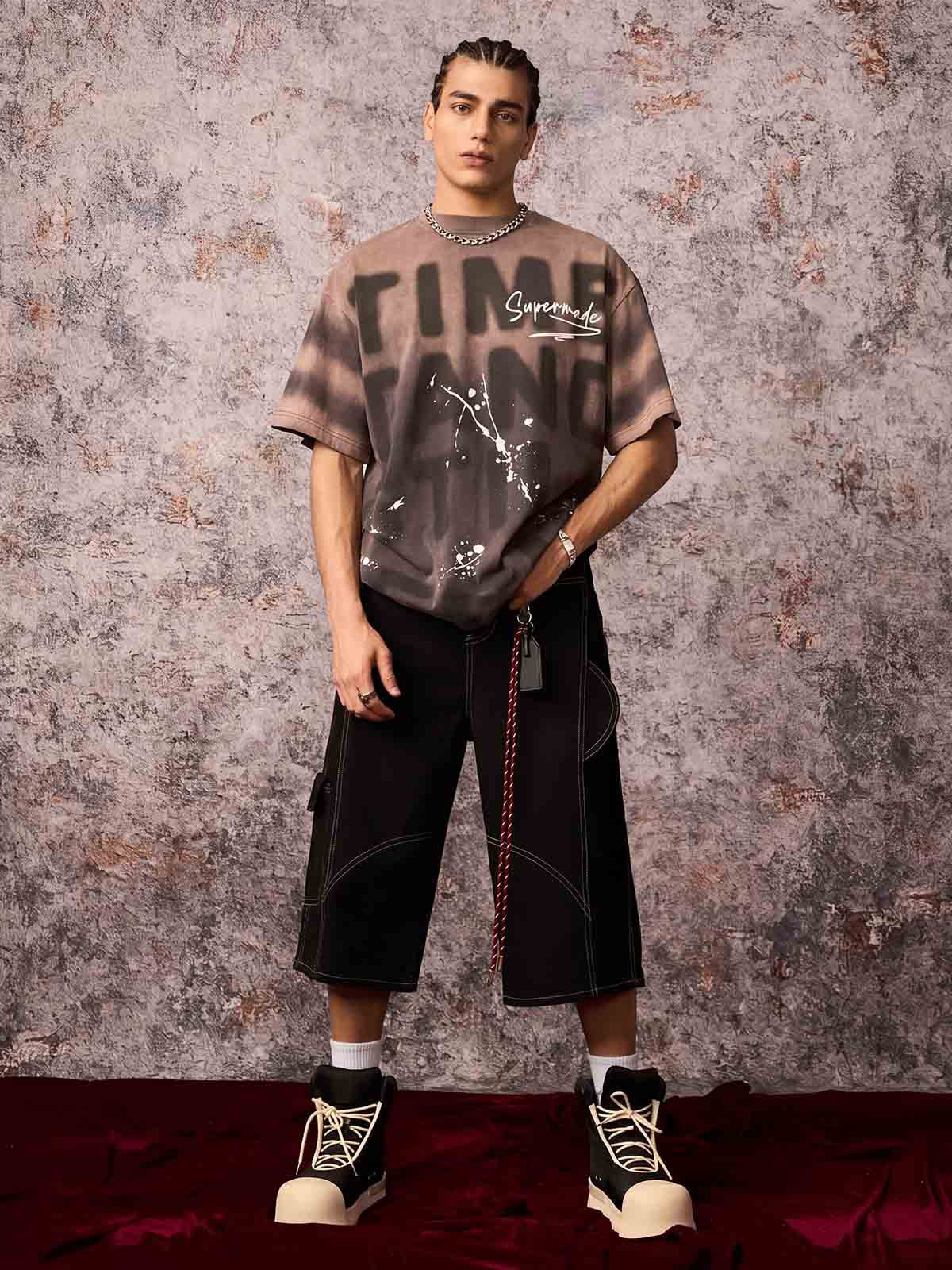 Ink Splash Letter Print T-shirt - 2414 - Image 6