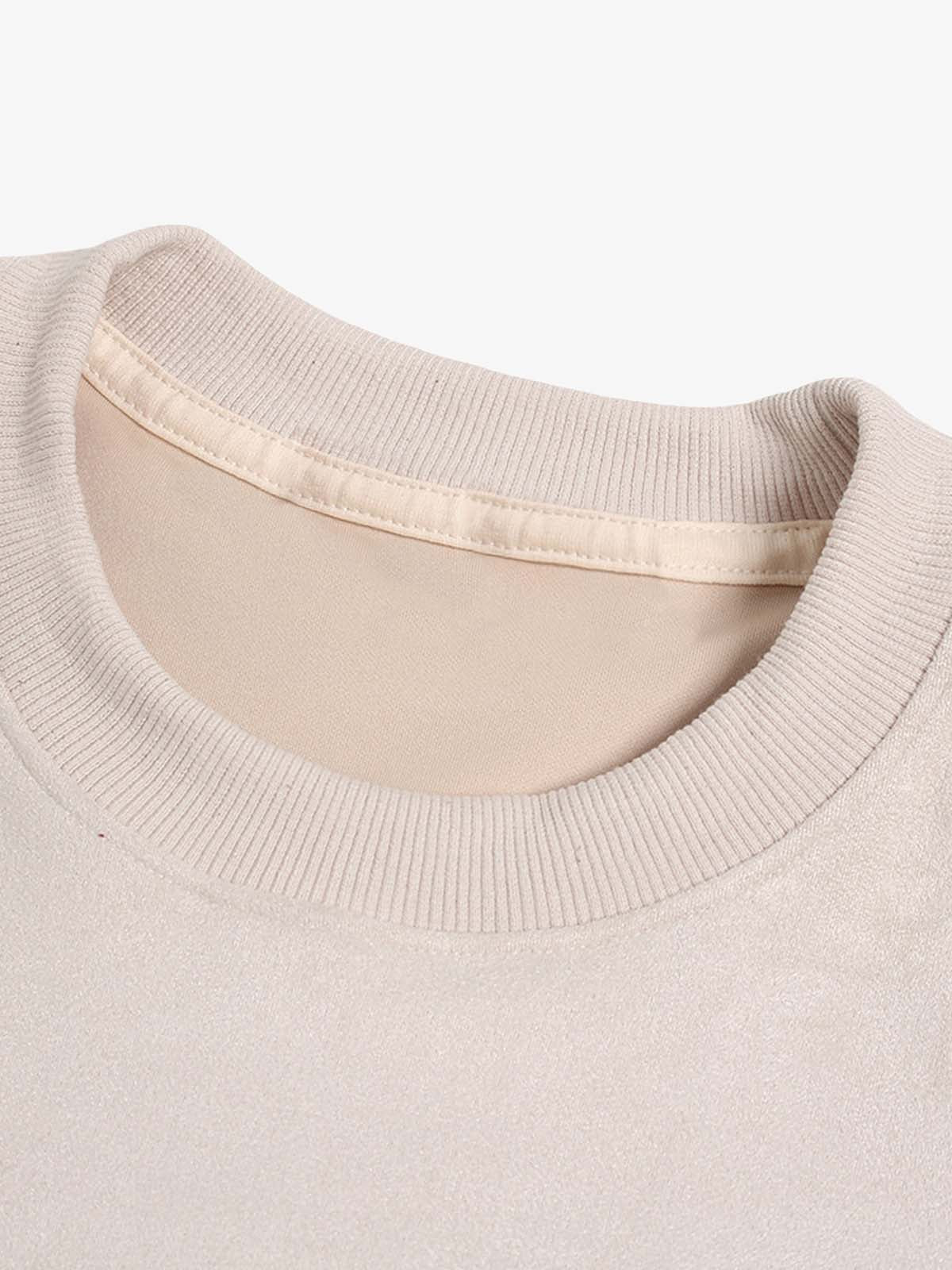 Metallic Print Suede Crew Neck T-Shirt - Image 11