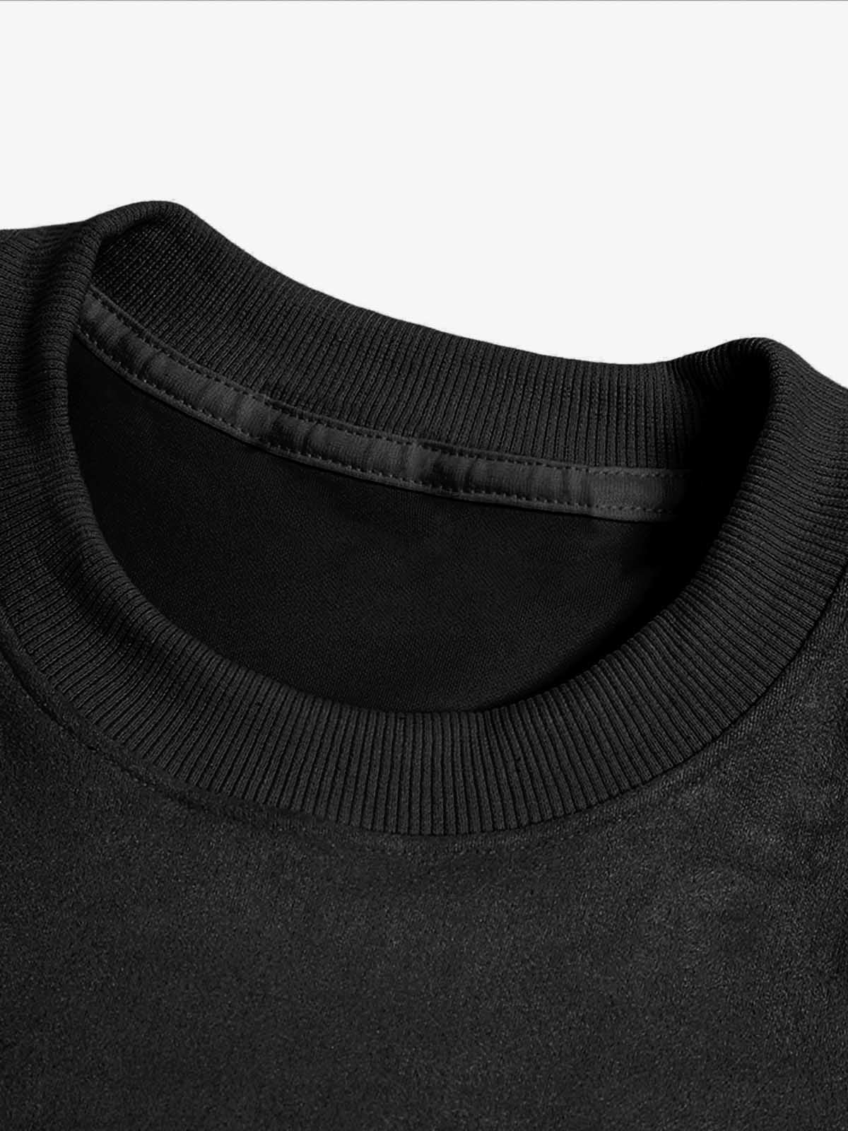 Metallic Print Suede Crew Neck T-Shirt - Image 5