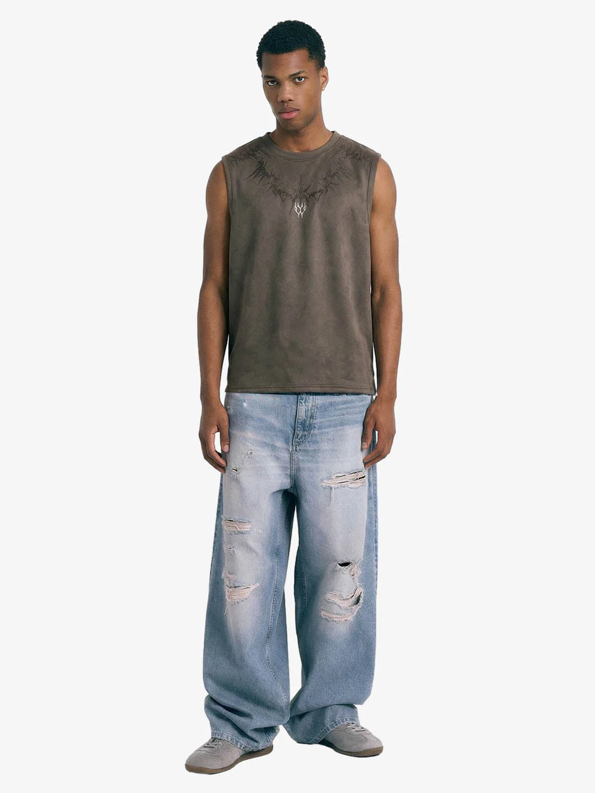 Suede Thorn Embroidered Vest - Image 3
