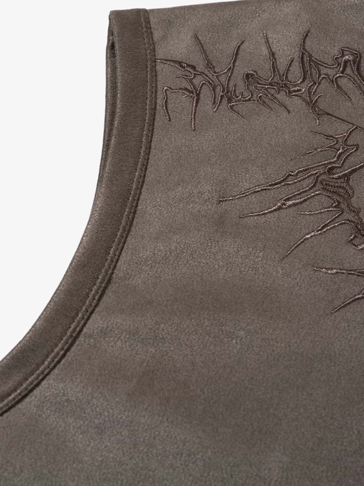 Suede Thorn Embroidered Vest - Image 8