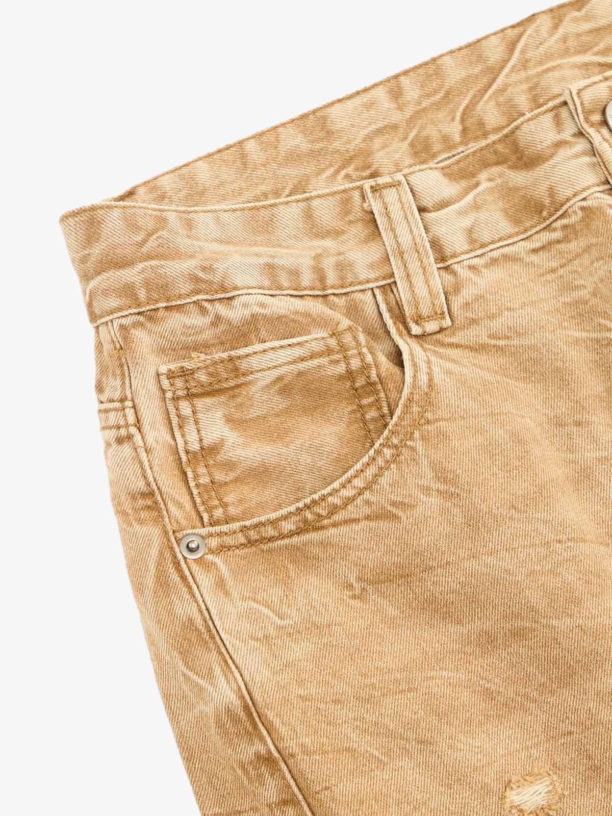 Vintage Washed Distressed Straight Jeans - Image 3