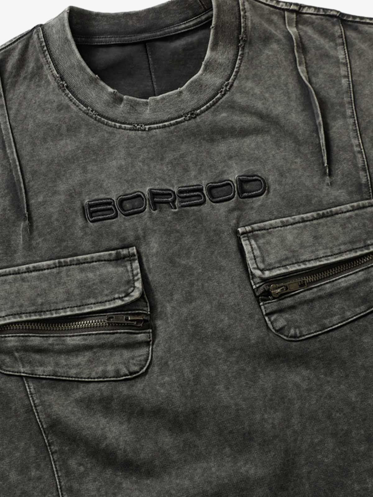 Vintage Washed Multi-Pocket T-Shirt - Image 5