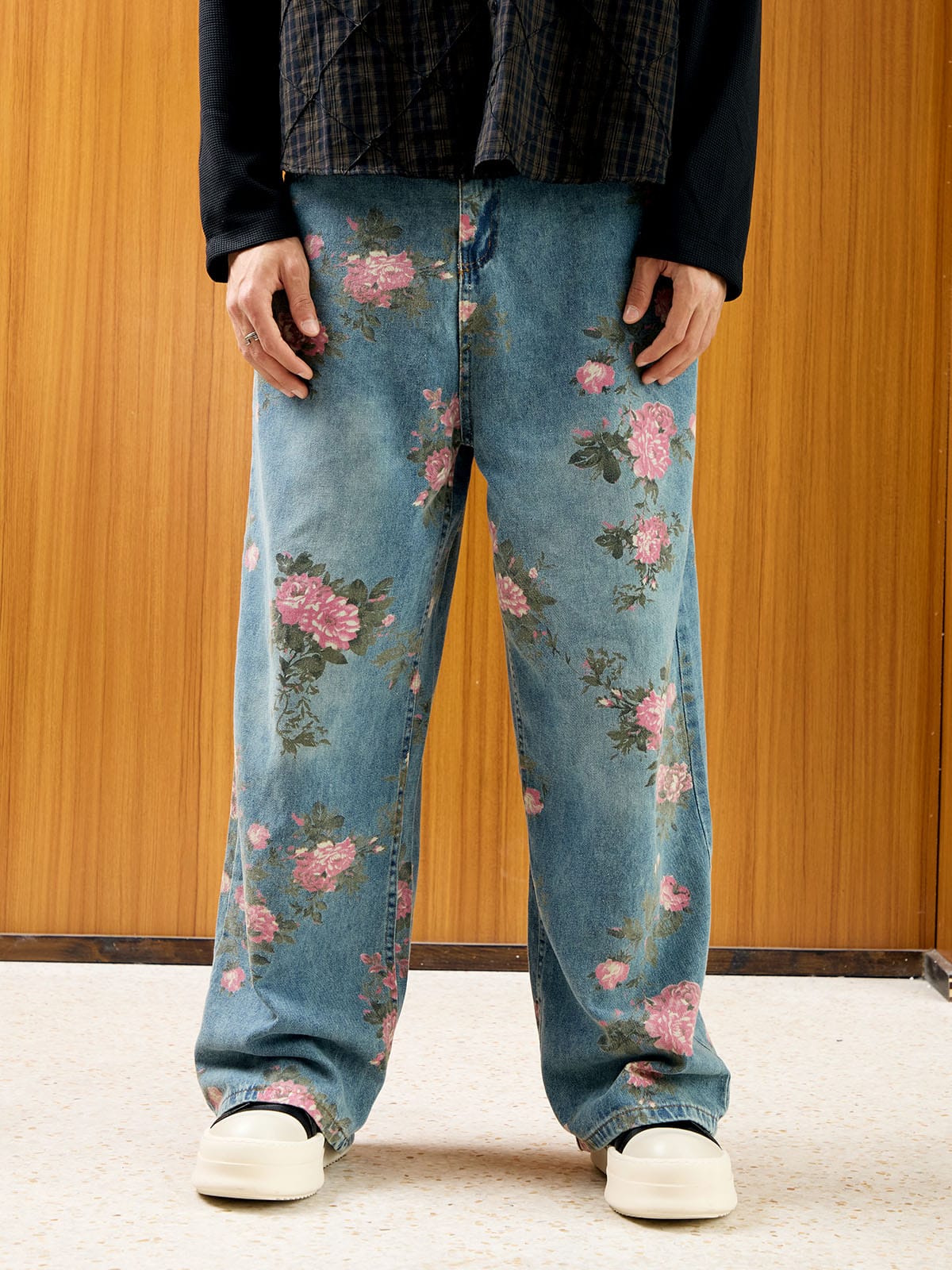 Thesupermade Floral Print Straight Jeans - 2409 - Image 3