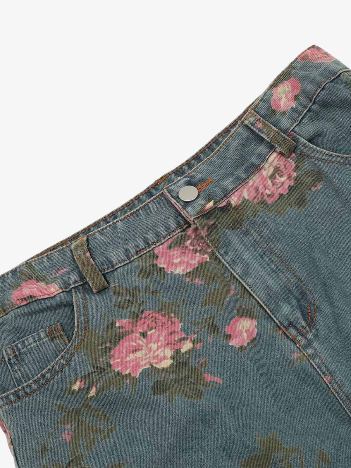 Thesupermade Floral Print Straight Jeans - 2409 - Image 9
