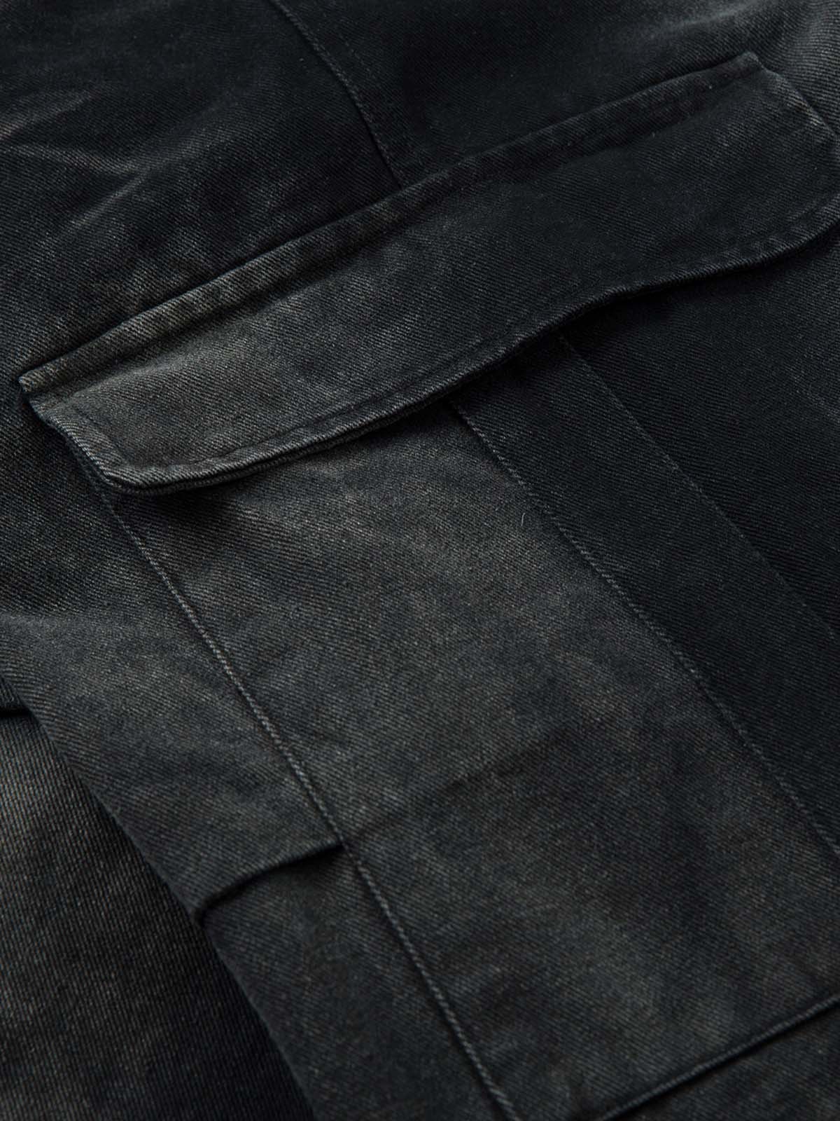 Washed Multi Pocket Drawstring Cargo Jeans - Image 4