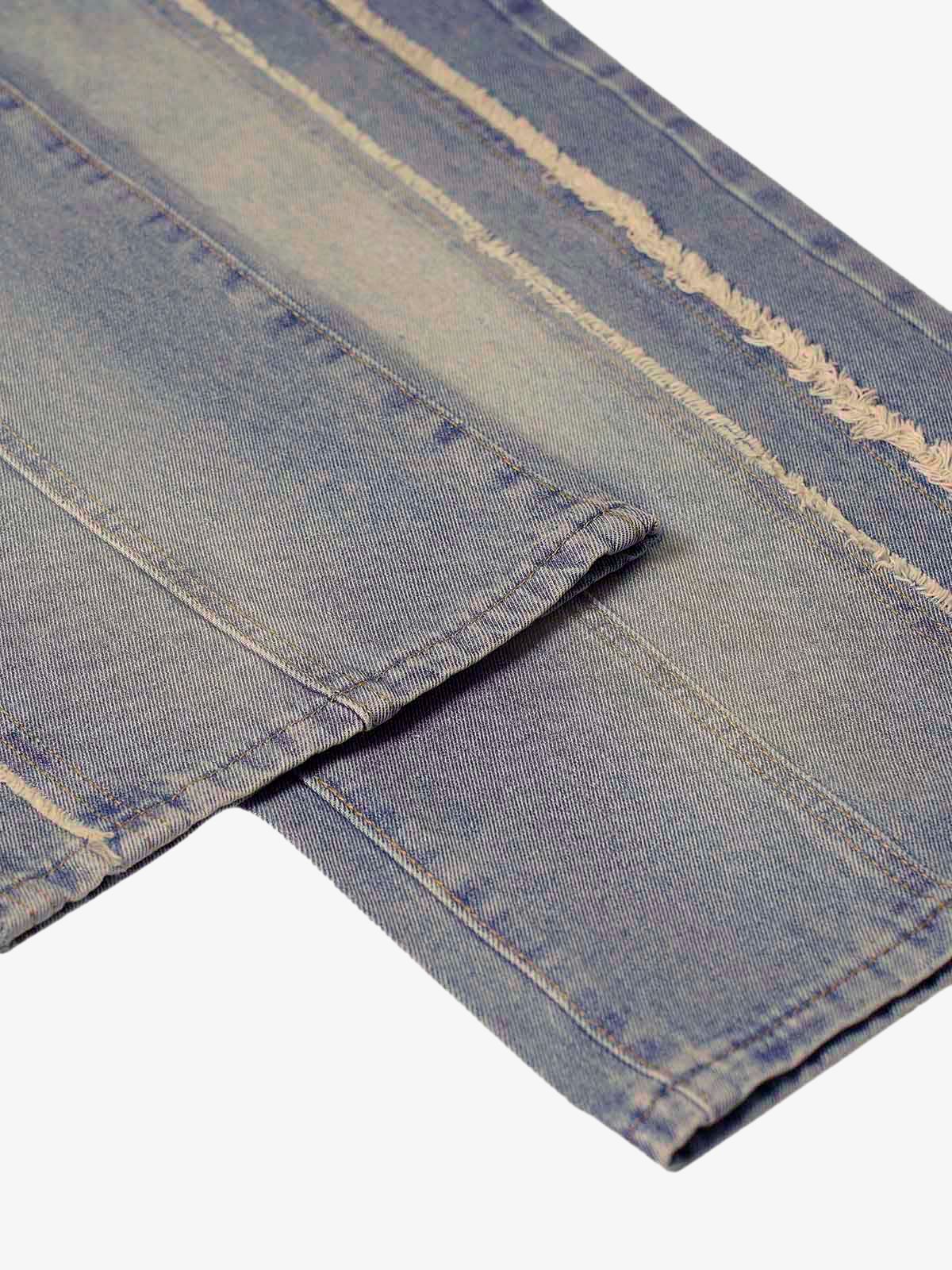 Thesupermade Washed Distressed Raw Edge Baggy Jeans - 2271 - Image 7