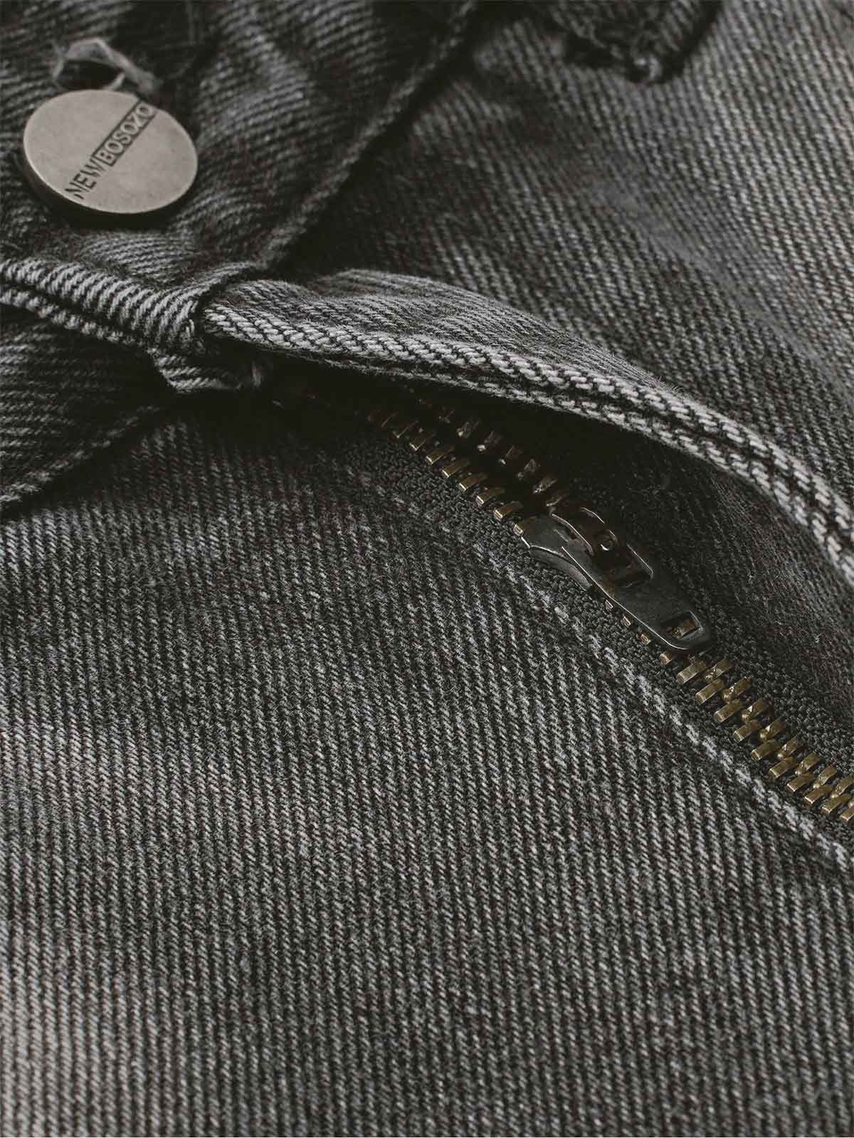 Washed Distressed Raw Edge Barrel Jeans - 2402 - Image 10