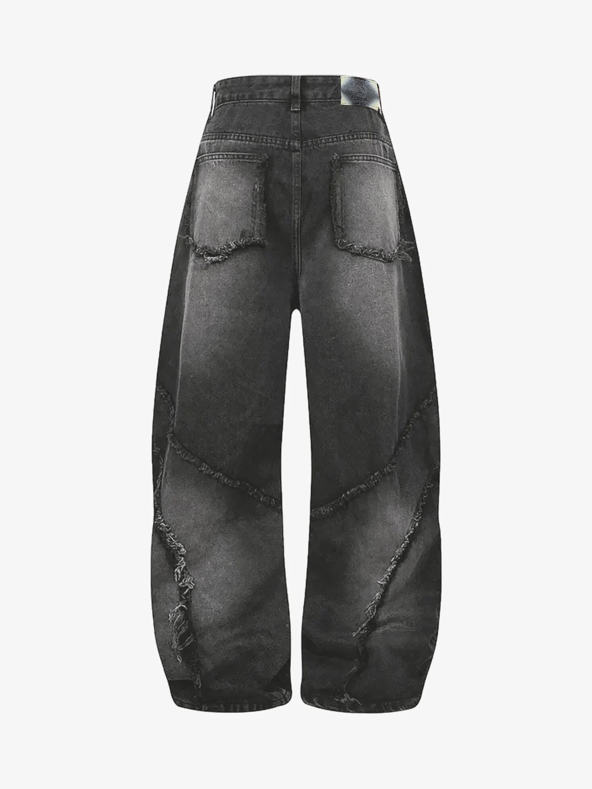 Washed Distressed Raw Edge Barrel Jeans - 2402 - Image 4