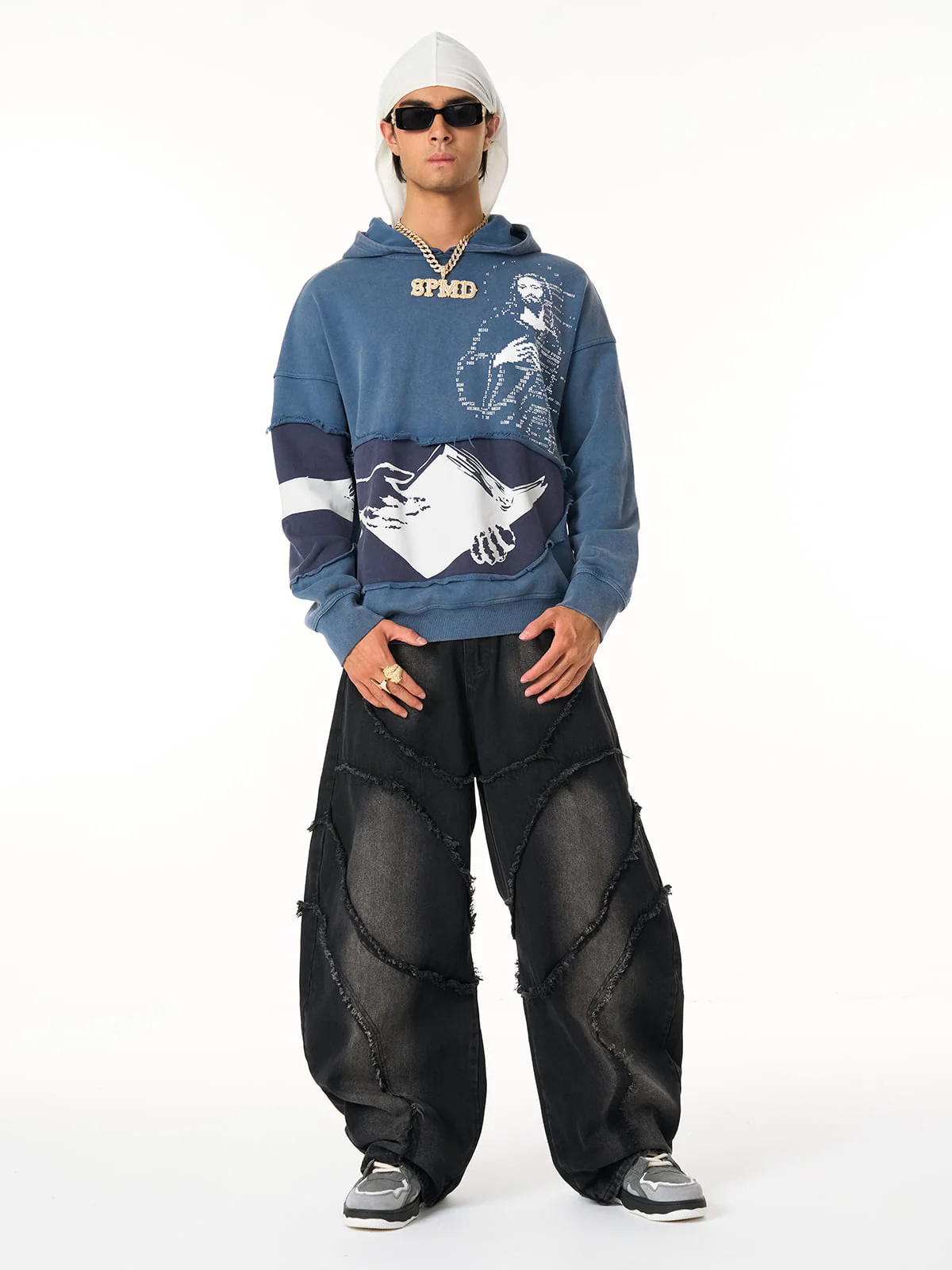 Washed Distressed Raw Edge Barrel Jeans - 2402 - Image 8