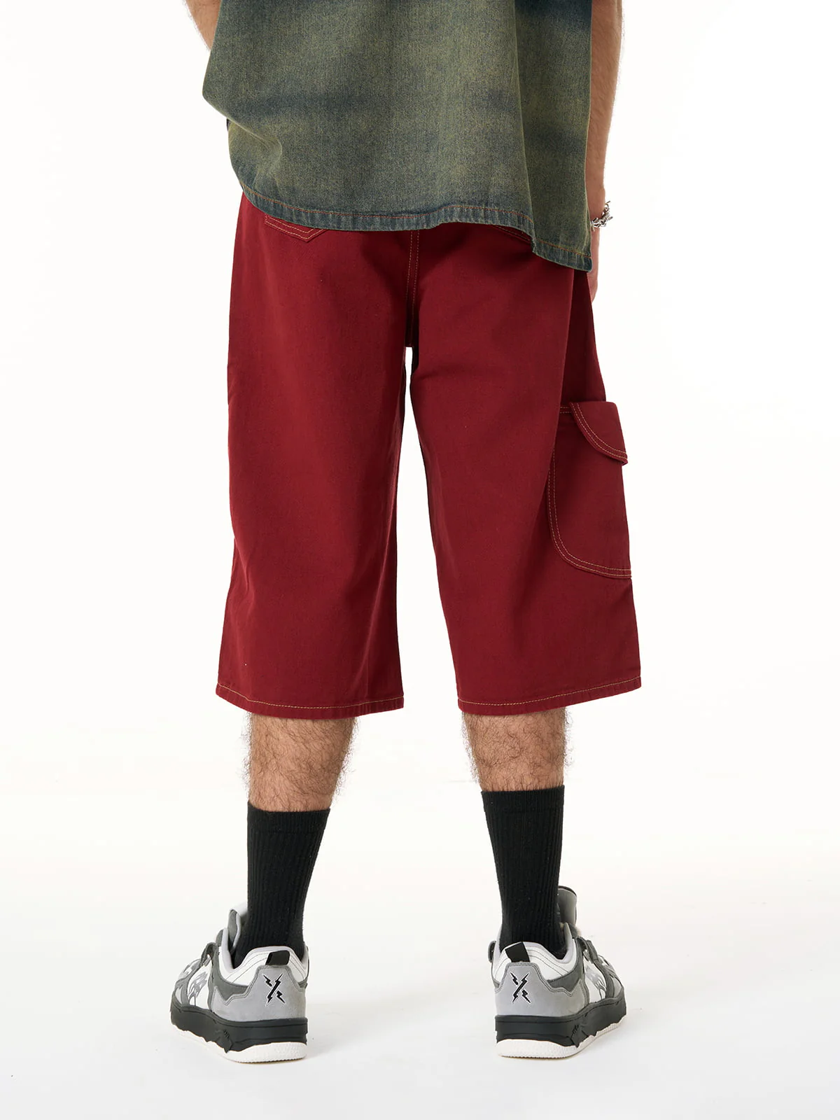 Denim Welt-Embellished Cargo Jorts - 2408 - Image 4