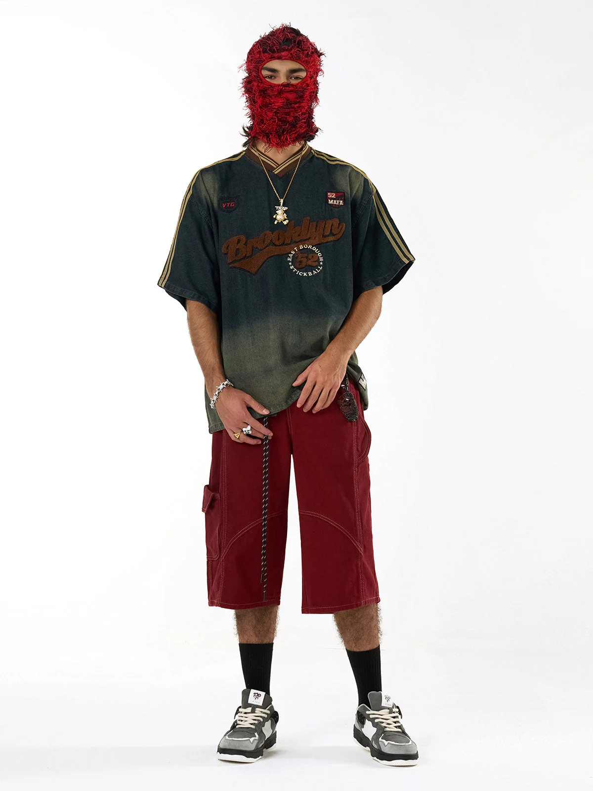 Denim Welt-Embellished Cargo Jorts - 2408 - Image 5
