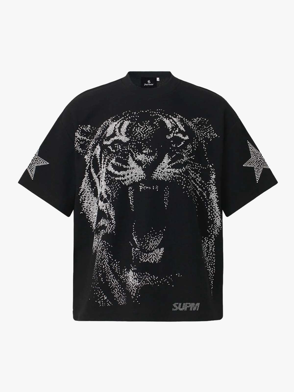 Tiger Graphic Star Sleeve T-Shirt - Image 2
