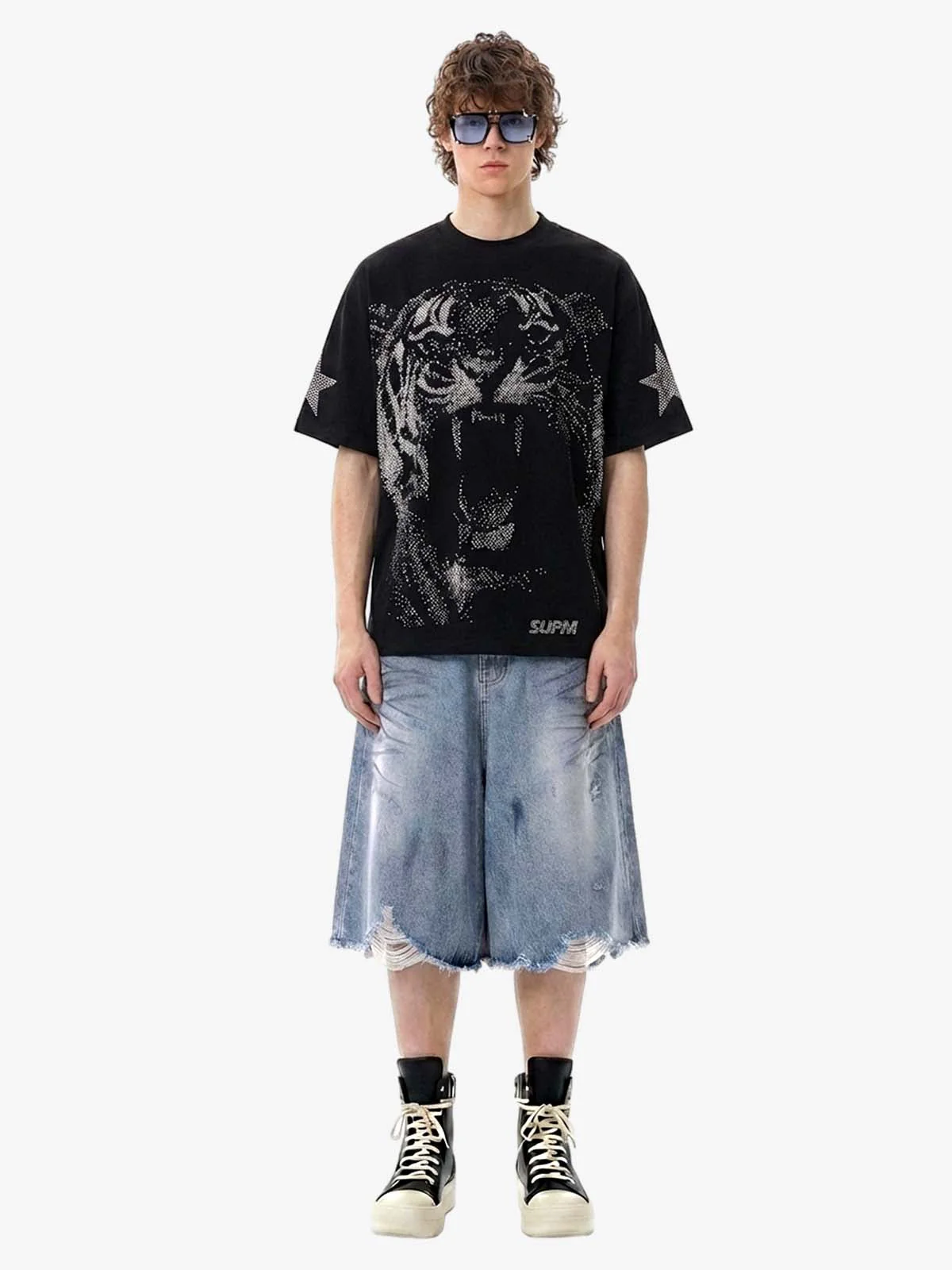 Tiger Graphic Star Sleeve T-Shirt - Image 3