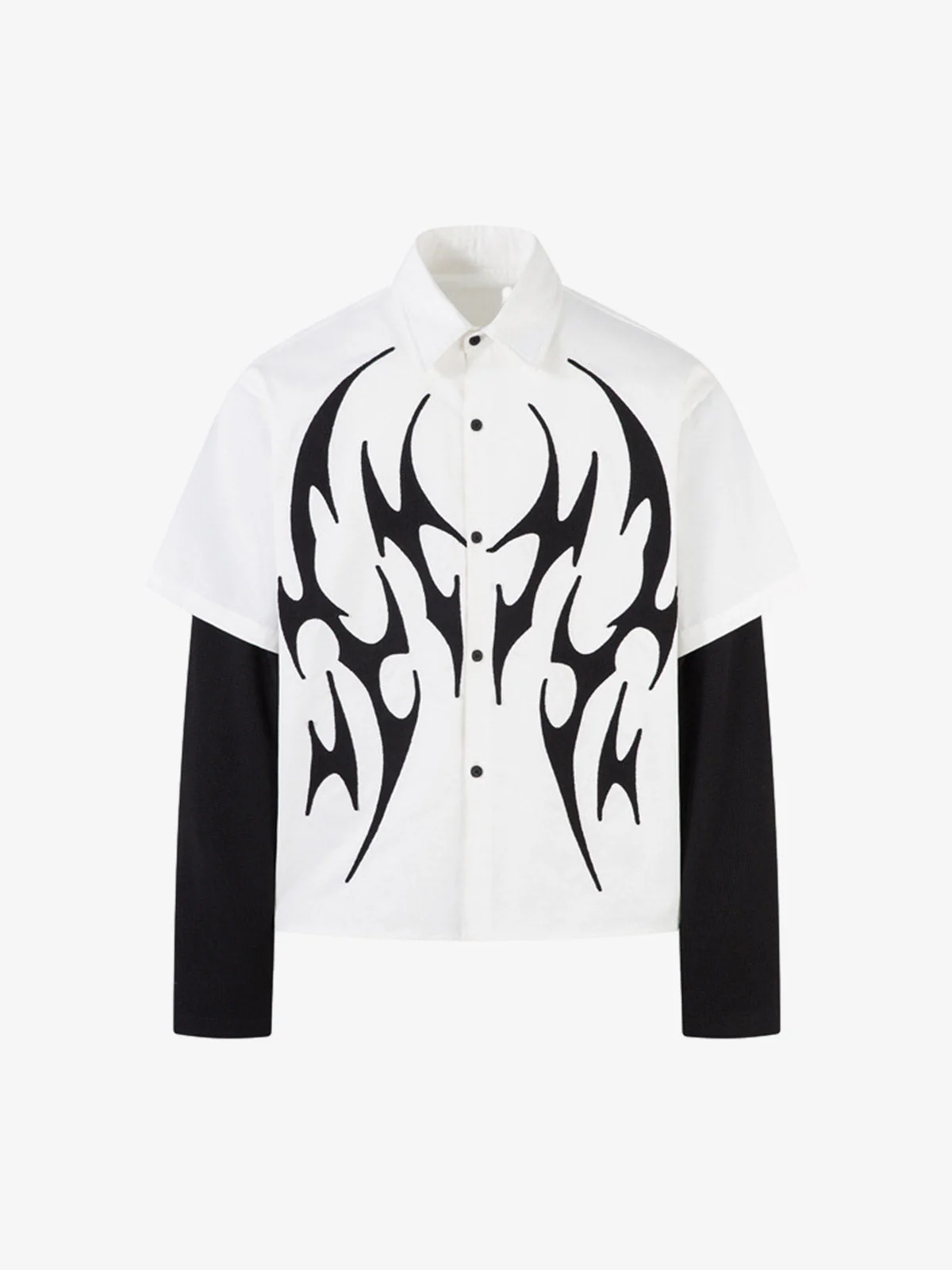 Tribal Flame Layered Cotton Linen Shirt