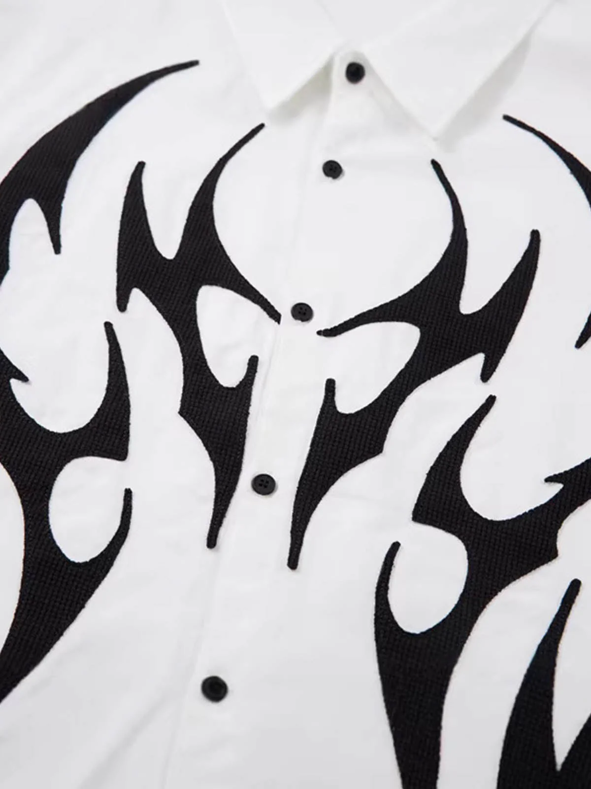 Tribal Flame Layered Cotton Linen Shirt - Image 5