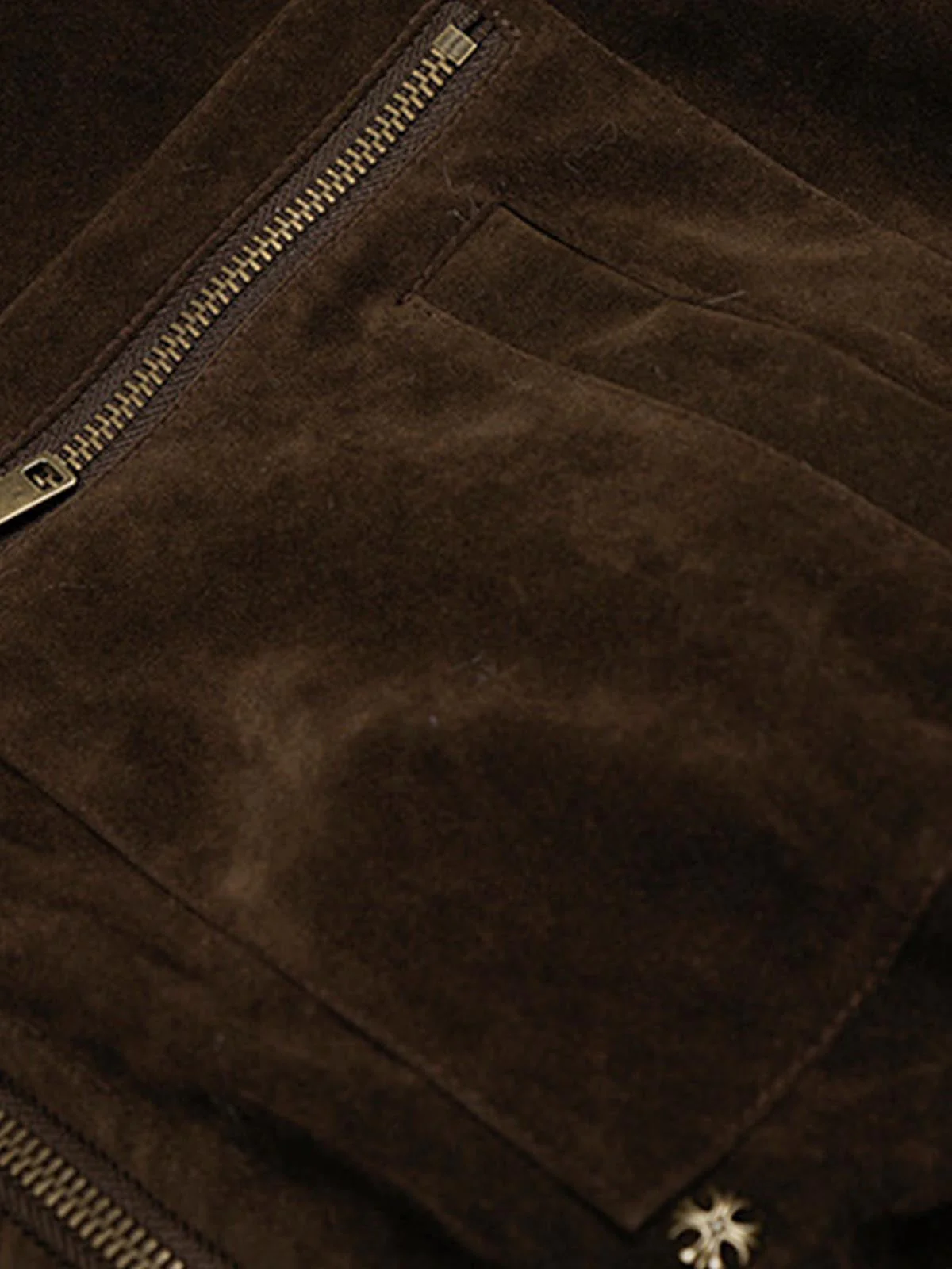 Utility Faux Shearling Collar Suede Look Zip Up Jacket - Image 13