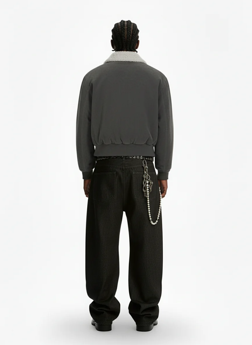 Utility Faux Shearling Collar Suede Look Zip Up Jacket - Image 6