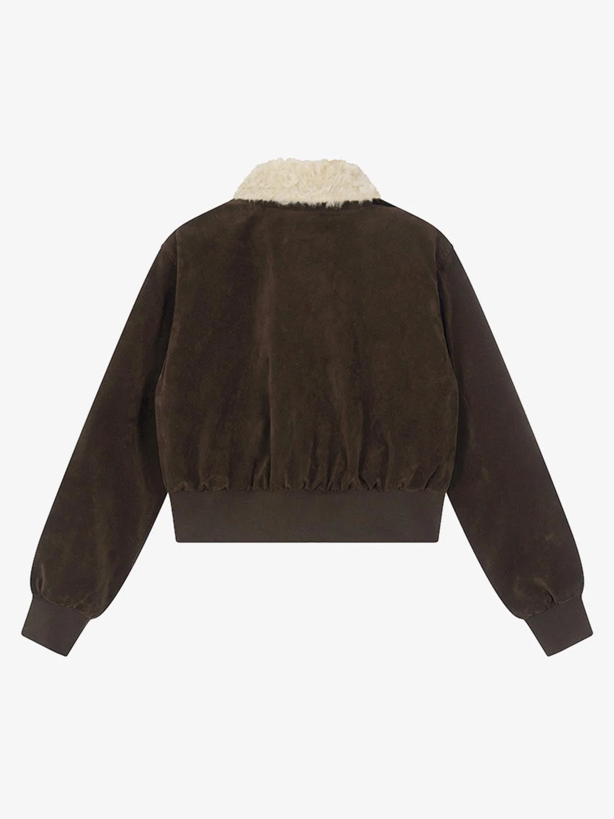 Utility Faux Shearling Collar Suede Look Zip Up Jacket - Image 9