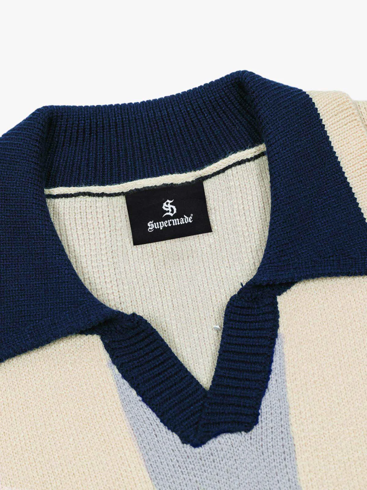 Vertical Striped Colorblock Lapel Sweater - 2587 - Image 3