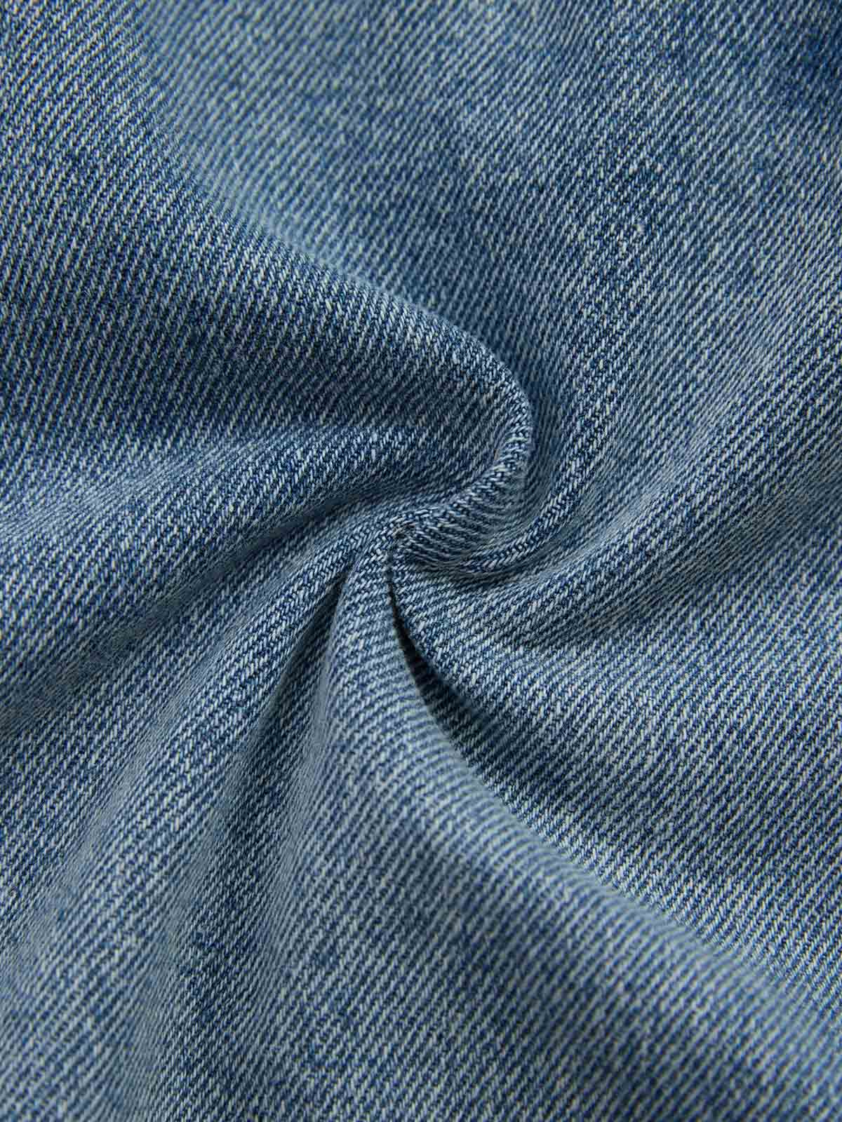 Vintage Barbed Wire Embroidery Distressed Washed Denim Jorts - Image 11