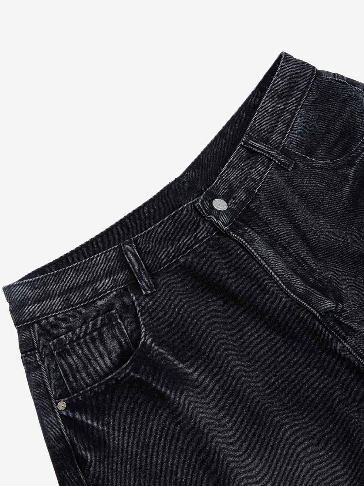 Vintage Barbed Wire Embroidery Distressed Washed Denim Jorts - Image 12