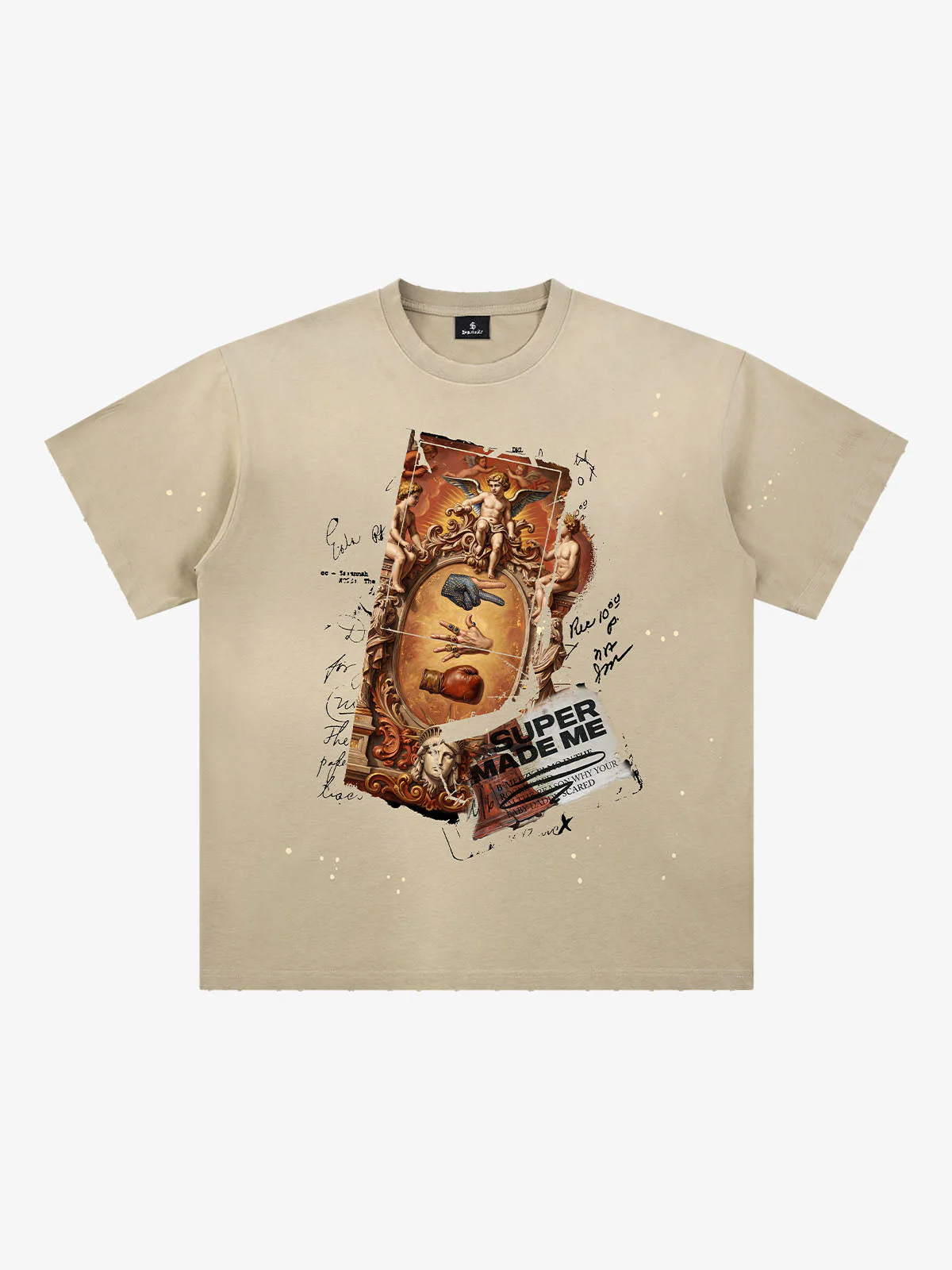 Vintage Baroque Angel Collage Graphic T-Shirt - Image 3