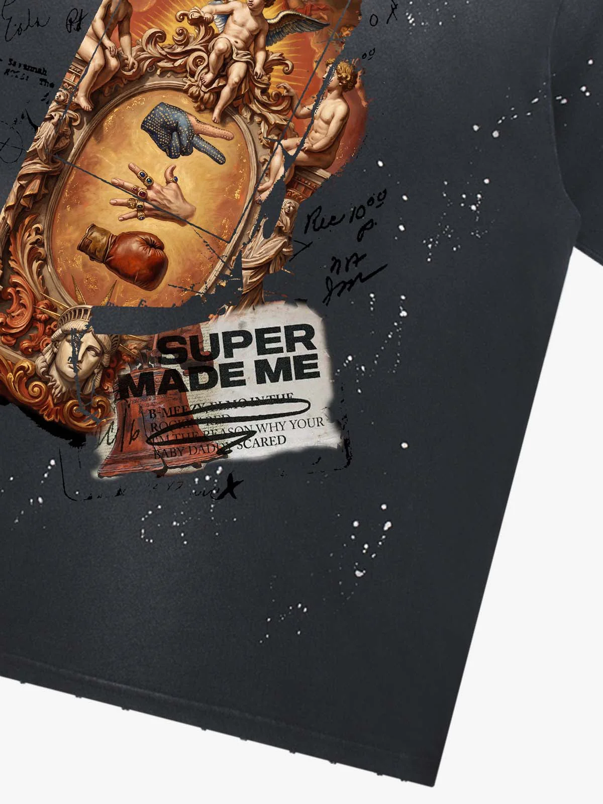 Vintage Baroque Angel Collage Graphic T-Shirt - Image 7
