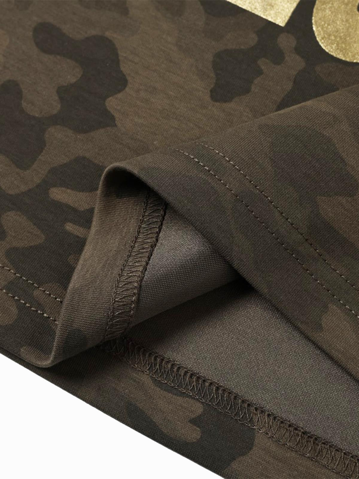 Vintage Camo Gold Letter Print T-Shirt - Image 6