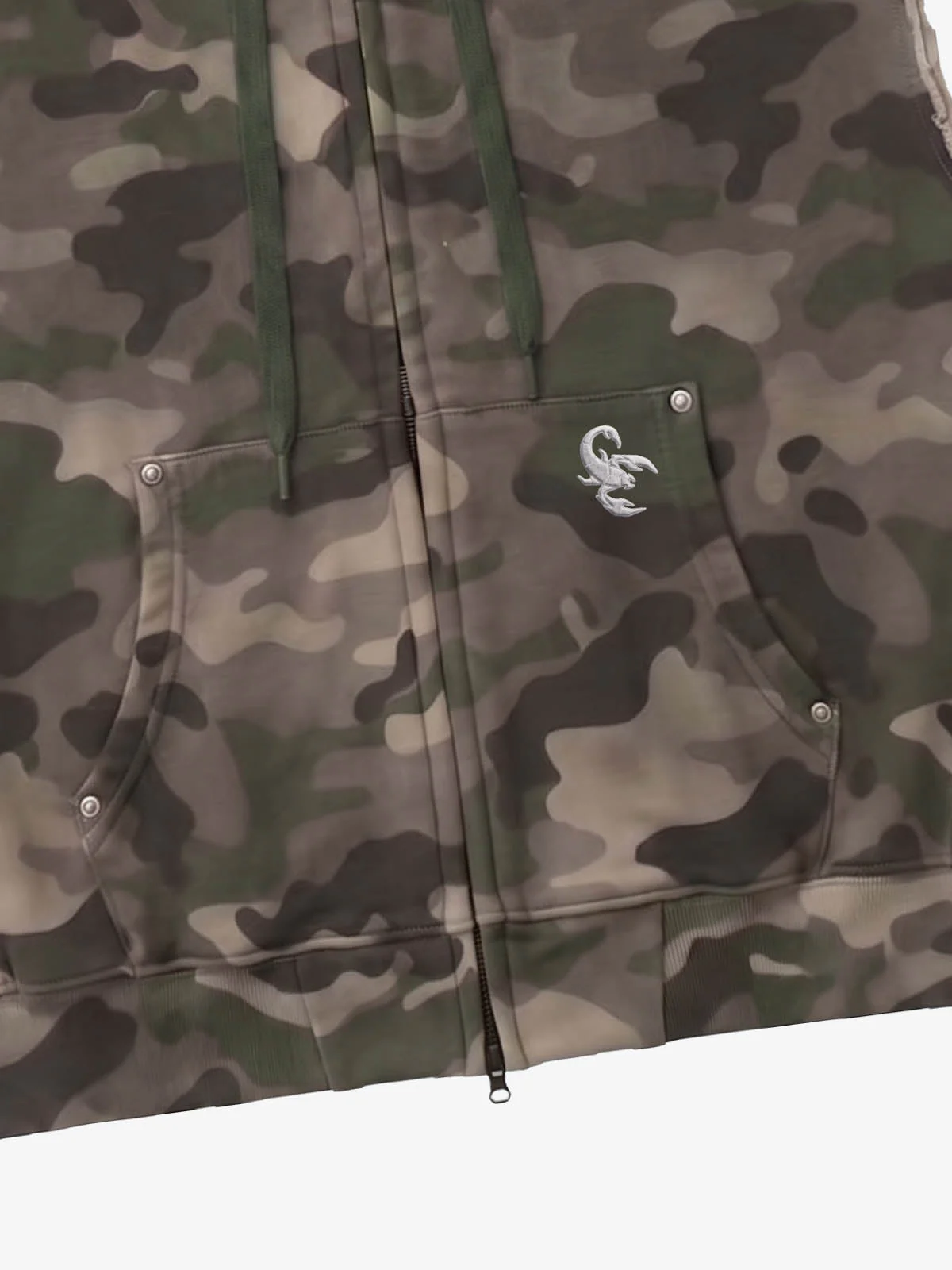 Vintage Camouflage Sleeveless Zip-Up Hoodie Set - Image 12