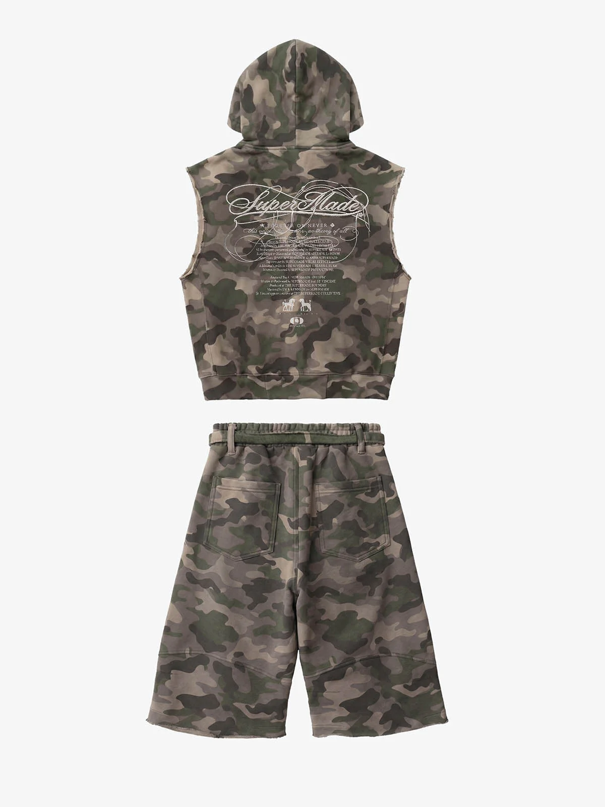 Vintage Camouflage Sleeveless Zip-Up Hoodie Set - Image 5
