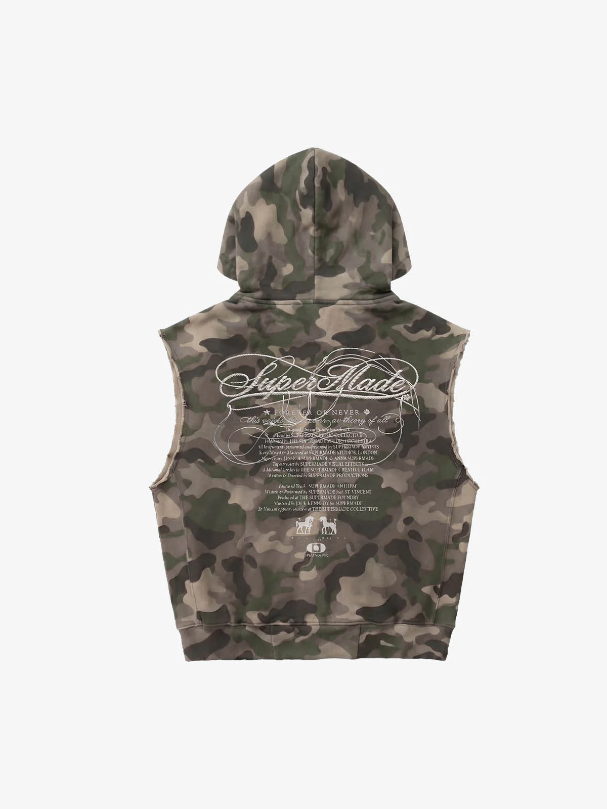 Vintage Camouflage Sleeveless Zip-Up Hoodie Set - Image 7