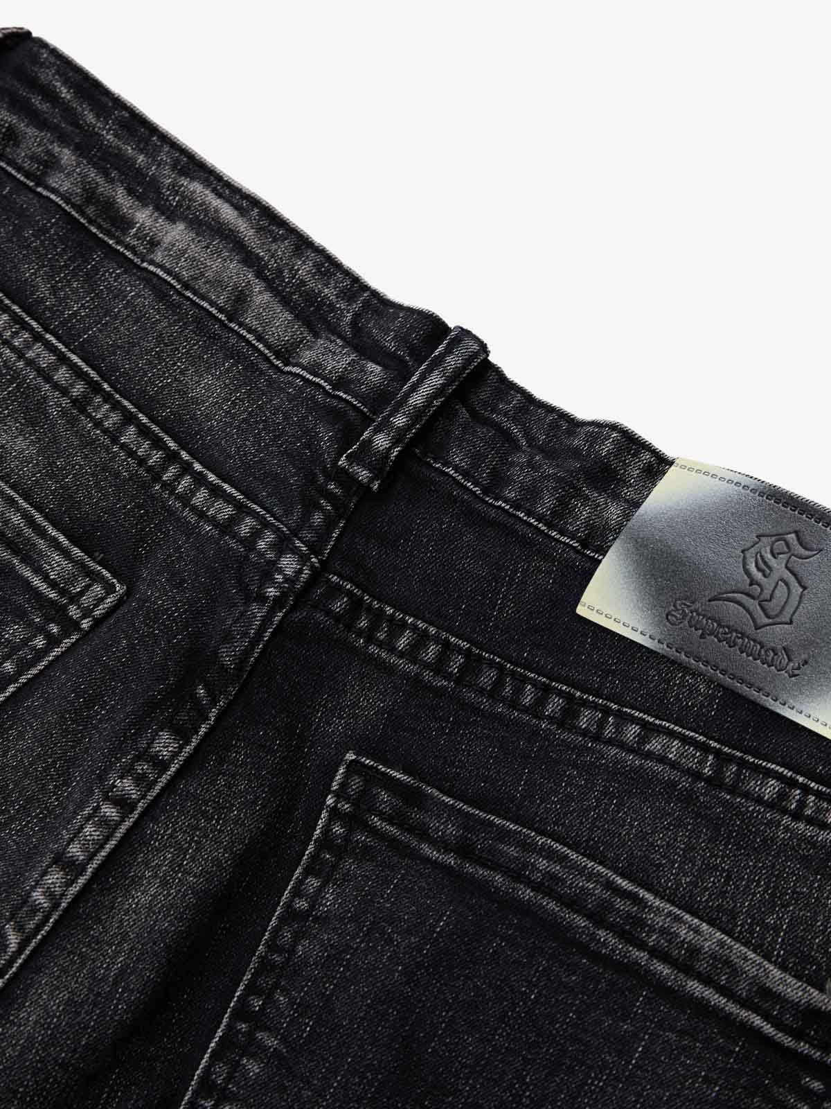 Vintage Distressed Button Fly Ruched Panel Flared Jeans - Image 14