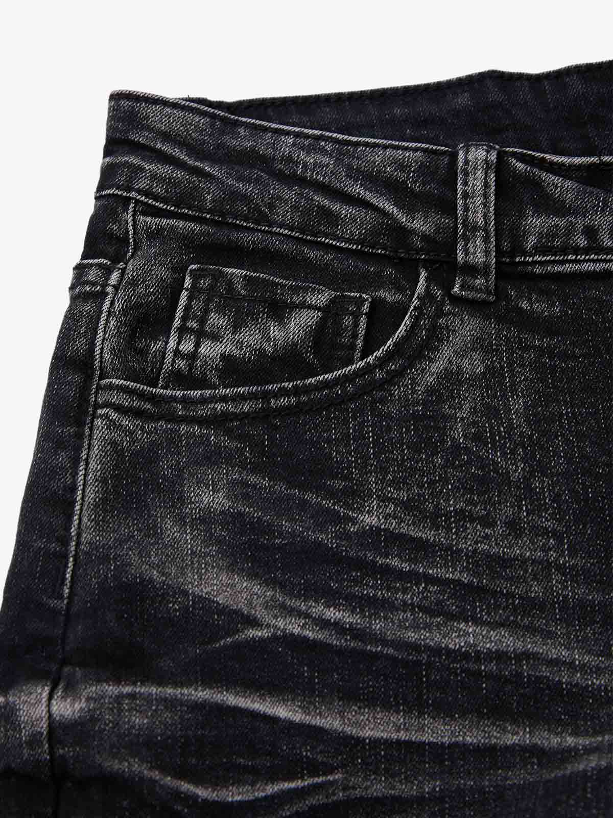 Vintage Distressed Button Fly Ruched Panel Flared Jeans - Image 15