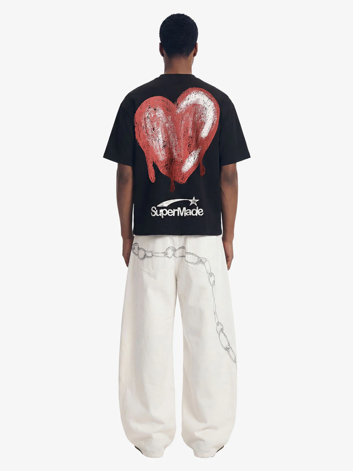 Vintage Distressed Chain Print Oversized Canvas Baggy Pants - Image 5