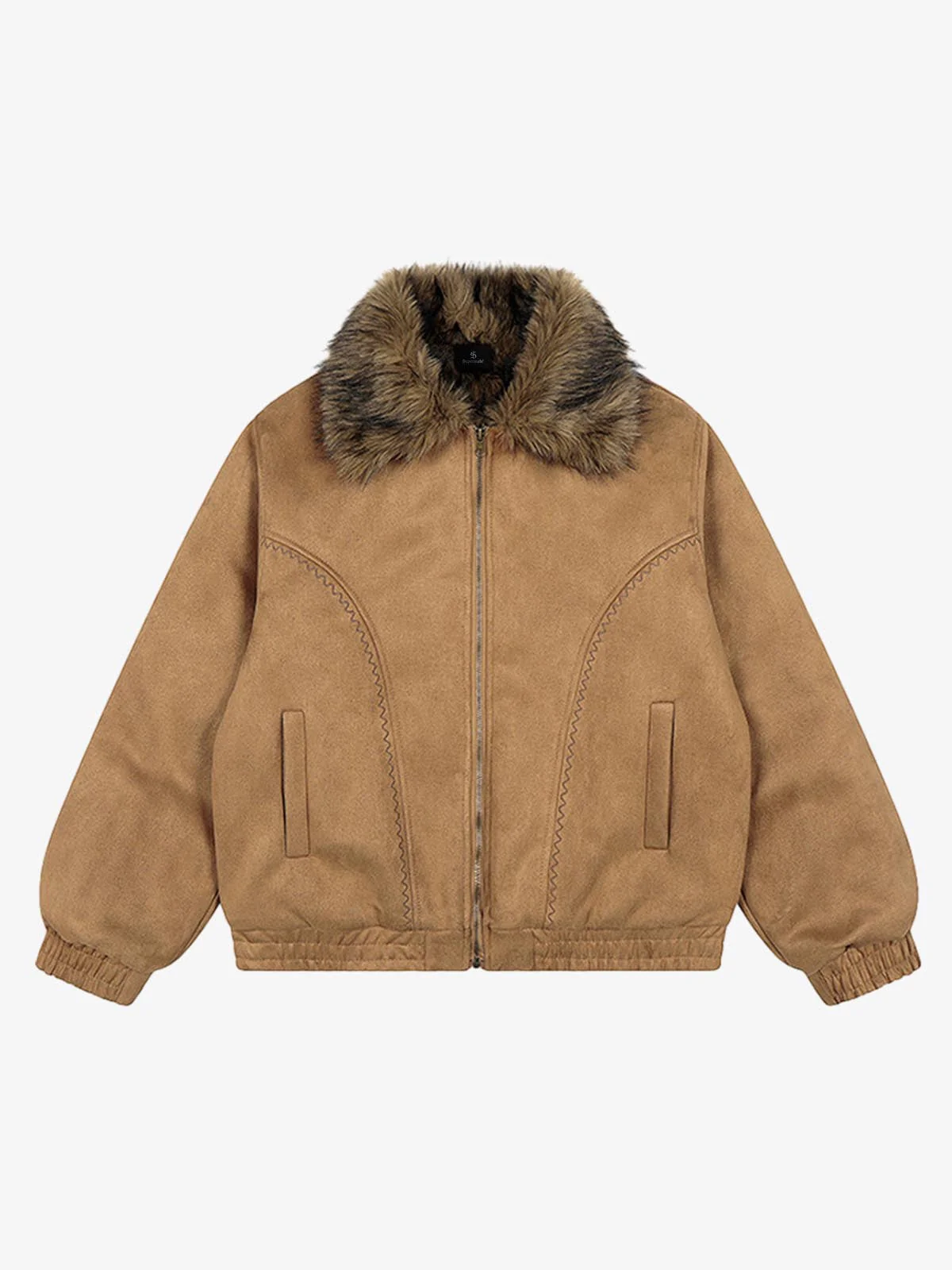 Vintage Distressed Deconstructed Faux Fur Collar Jacket