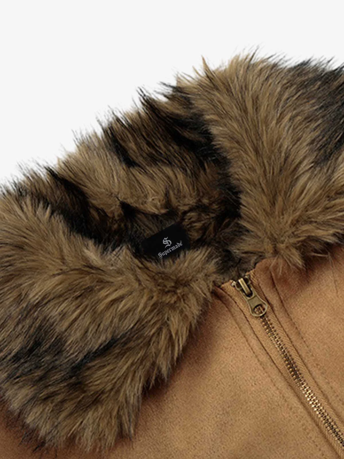 Vintage Distressed Deconstructed Faux Fur Collar Jacket - Image 10