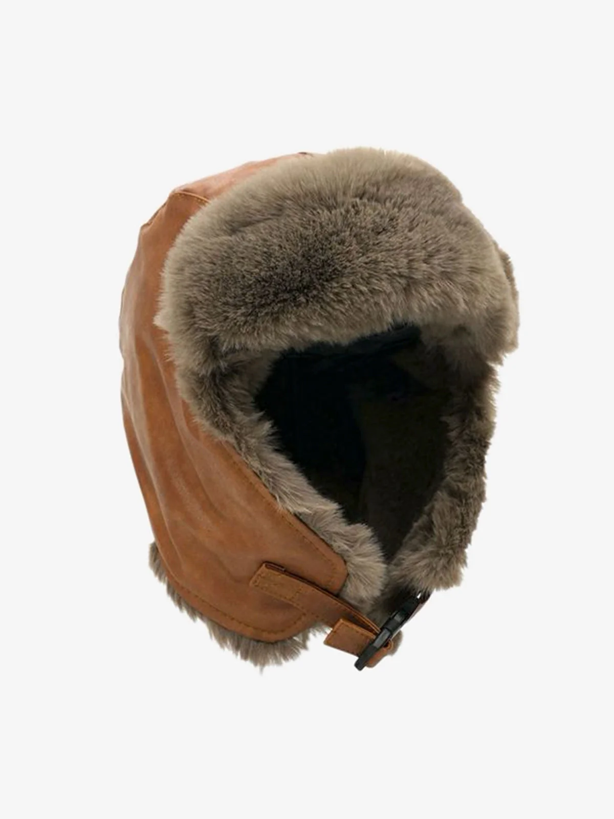 Vintage Distressed Leather Plush Trapper Hat - Image 5