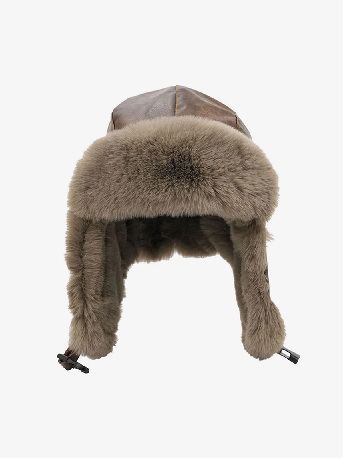 Vintage Distressed Leather Plush Trapper Hat - Image 6