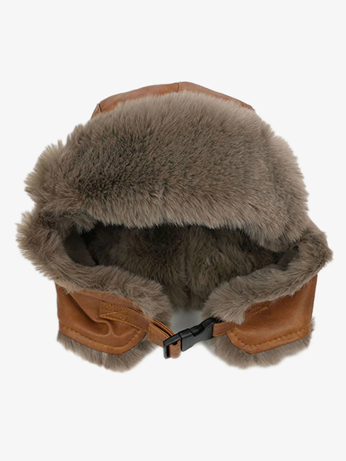 Vintage Distressed Leather Plush Trapper Hat - Image 8